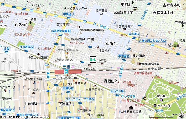 武蔵野眼科付近の地図
